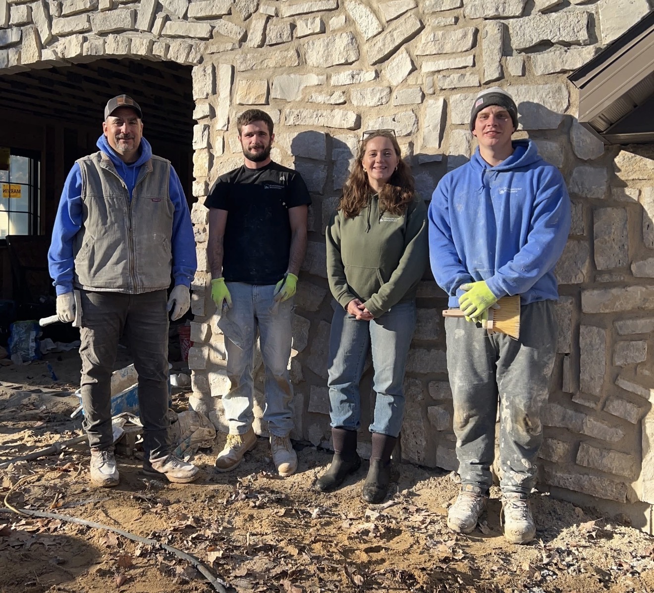 Paramount Masonry team on a stone masonry job site in Northern Michigan